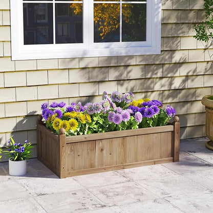 Giantex Wood Raised Garden Bed, 46"x24"x16" Rectangular Planter Box w/Drainage Holes for Growing Vegetables, Flowers, Herbs, Fruits, Easy Assembly, Outdoor Planting Bed for Backyard, Garden, Lawn