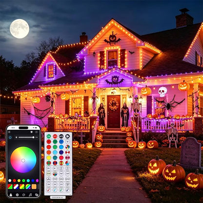 HOME LIGHTING Smart Color Changing Halloween Lights, 66FT 200 LED RGB String Lights with Remote & App Controlled, Music Sync Multiple Modes, Waterproof Indoor Outdoor Holiday Xmas Tree Party Decor