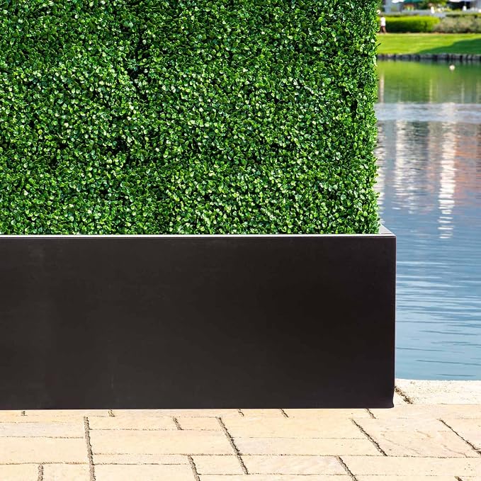 NatraHedge Hampton Wooden Planter Box (44"" Lx15 Wx15 H) Black-Aluminum | (Black Aluminum) Classic Indoor and Outdoor Rectangular Garden Use for Patio Yard Greenhouse Vegatable Flowers and Herb