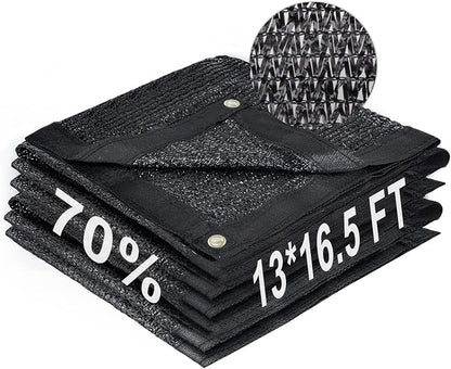 LOVE STORY 13x16.5FT 70% Black Shade Cloth Sun Shade Net with Grommets Sunblock Net Mesh Tarp for Garden,Plants Cover,Greenhouse and Patio