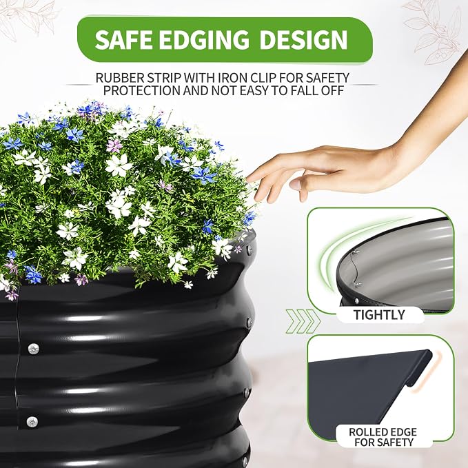 Galvanized Raised Garden Bed Outdoor- Raised Beds for Gardening| Metal Planter Box, Steel Raised Garden Bed Kit with Safety Edging and Gloves for Vegetables, Flower, Herbs (6x2x1.4FT, Gray)
