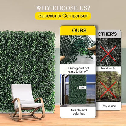 Grass Wall Panels 12 Pcs 20"*20"Hedge Panels Privacy Fence Decor | Artificial Boxwood Panels. UV-Resistant.No-Watering Faux Hedge. Privacy Screen for Backyard Patio Fence. Indoor/Outdoor.