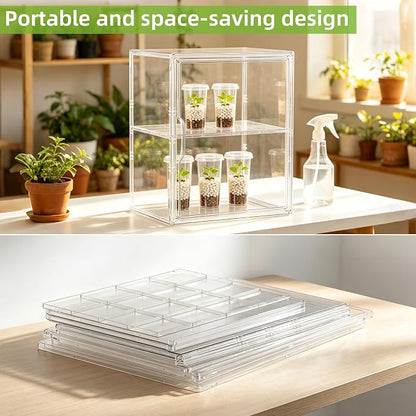 Mini Greenhouse Indoor with Magnetic Door, L-2tier-1pcs | Strong Heat & Moisture Retention, Blocks Wind & Frost, Adjustable Shelf Height, Magnetic Door, Tool-Free Easy Assembly