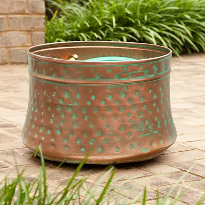 Liberty Garden 1917-G Hose Pot, Hammered, Patina & Bionic Steel PRO Garden Hose - 304 Stainless Steel Metal 75 Foot Garden Hose – Heavy Duty Garden Hose Lightweight