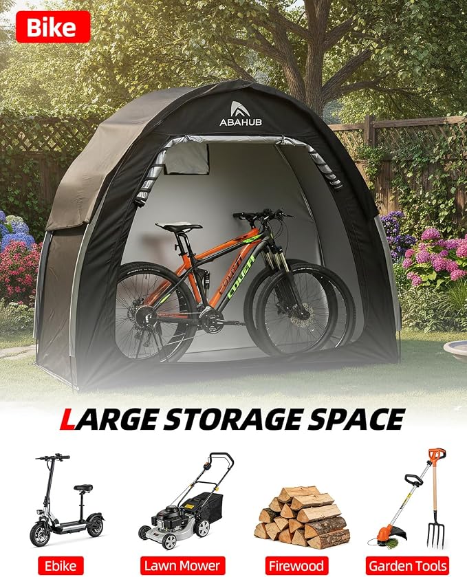 Abahub Portable Bike Storage Shed Tent with Rain Cover, Outdoor Silver-Coated Bicycle Shelter, PU4000 Waterproof 210D Oxford Fabric