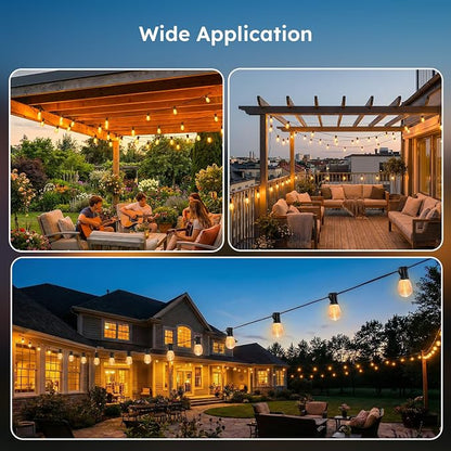 GvvooHome 100FT Outdoor String Light with S11 Plastic Bulbs, Low-Voltage LED Patio Light with App & Remote, Music Sync, 4 Lighting Modes, Dimmable & Waterproof for Backyard, Porch, Garden, Deck, Party