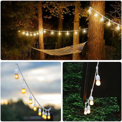 SUNTHIN 105FT Outdoor White String Light with 34 1W LED Shatterproof Filament Bulb for Patio Lights, Backyard, Porch, Party Lights