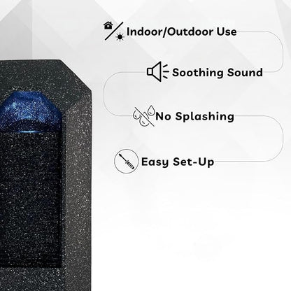XBrand 23.3" H Black Wall Fountain with LED Light