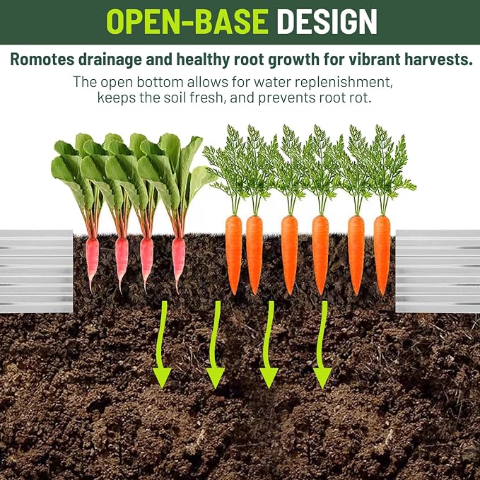 2 Pack 6x3x1FT Galvanized Metal Raised Garden Bed Kit for Vegetables, Herbs, Open-Bottom Large Capacity Outdoor Planter Box Gardening Stakes, Silver