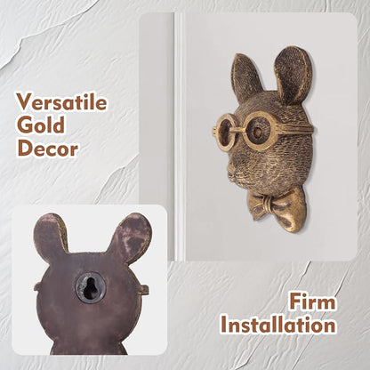 UITWMKTG Gold Animal Head Wall Decor Wall Sculpture Home Decor Statue for Living Room Office Bedroom Modern Decor for Men Women Rat