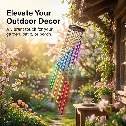 HOMEXUP Outdoor Colorful Wind Chimes for Outside with 12 Aluminum Tubes for Garden Patio Balcony and Home Decor（Color）
