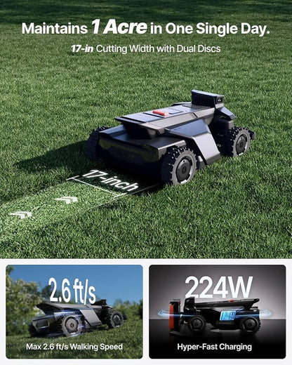 Segway Navimow X430 Robot Lawn Mower Wire Free with 4 Blade Sets, 48 Blades Total, Covers Up to 1 Acre, 4WD for 84% Slopes, Blades Ship Separately
