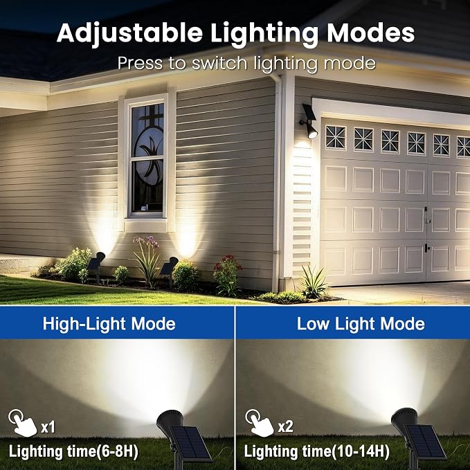 JEJOT 4 Pack Solar Lights Outdoor Waterproof,Cool White Light,2 Lighting Modes,Solar Powered Spotlights for Yard Garden Solar Spot Lights for Flag Landscape Auto On/Off