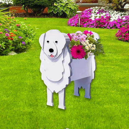 Great Pyrenees Dog Planter Pots, 9.45 x 6.02 x 13.39 Inches | Dog Flower Pot, Cute Animal Shaped Plant Pot, Gifts for Women & Pet Lovers, Indoor Outdoor Garden Home Office Decor