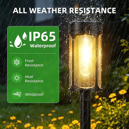 Solar Lights Outdoor, 8 Pack Waterproof IP65 Auto On/Off Solar Pathway Lights 3000K for Garden, Landscape, Path, Yard, Patio, Driveway,Walkway Decor, Landscape Lighting