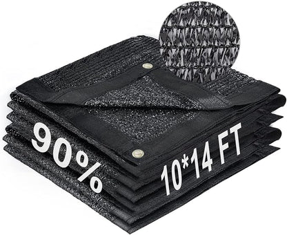 LOVE STORY 10x14FT 90% Black Garden Shade Cloth, Sun Shade Cover Net Mesh Tarp with Grommets, Sunblock Net for Garden,Greenhouse,Plants and Patio