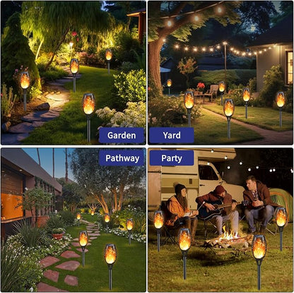 KYEKIO 16Pack Solar Torch Light with Flickering Flame for Halloween Decor | Solar Lights Outdoor for Halloween Decorations, Waterproof Solar Garden Lights, Solar Flame Lights for Pathway Yard Decor