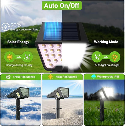 Latband Solar Spot Lights Outdoor Waterproof IP67, Solar Powered Lights Outdoor with 53 LED & 3 Modes, Landscape Spotlight Wall Light for Garden Yard Pathway Driveway 4 Pack (Cool White)