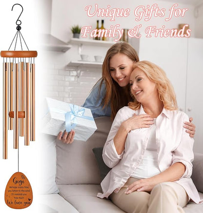 Gigi Gifts, Gigi Wind Chimes for Outside, Heartfelt Love Quote Floral Design Windchime for Home Garden Patio Yard Decor