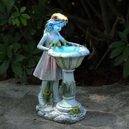 Voveexy Fairy Garden Statue, Solar Garden Angel Figurine Outdoor Decoration Waterproof Angel Sculpture for Patio Yard Lawn Porch Art Ornament Christmas Birthday Gift