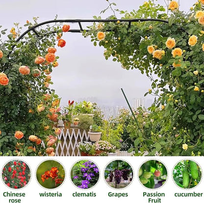 BUKLIYN Garden Arch Trellis - Length: 98.5in, Height: 94.5in Garden Trellis for Climbing Plants Outdoor - Garden Arch for Lawn, Party, Ceremony Wedding Decoration (Black)