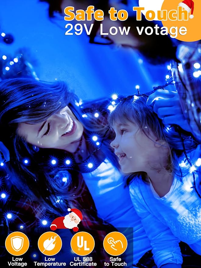 BrightChristmas 500 LED 164 FT Christmas Lights, Waterproof Outdoor String Lights with Remote and Timer, Christmas Tree Lights with 8 Modes Dimmable, Fairy Lights for Holiday Decor (Blue)