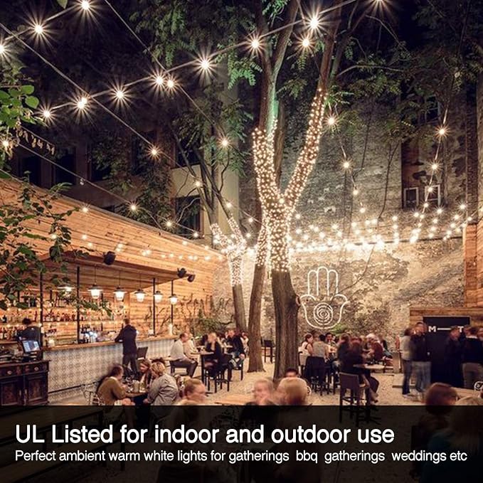 Banord 100FT G40 Globe String Lights, 2700K LED Outdoor Patio Lights String with 50 Dimmable Shatterproof Bulbs, Waterproof Connectable Hanging Lights for Backyard Porch Balcony Party, E12 Socket Base