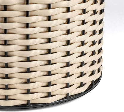 happimess HPM1101D Harper Modern 4.13-Gallon 2-Tone Faux Wicker Cylinder Waste Basket, Black/Cream for Home, Bathroom, Living Room, Office, Bedroom, Kitchen