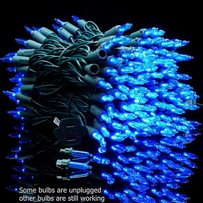 YULETIME 200 Blue LED Christmas Lights, 66 ft Green Wire UL String Light | True Blue, Stay Lit, End-to-End Connectable, UL Certified, Commercial Grade, 1-Strand 200 Lights, 4" Spacing