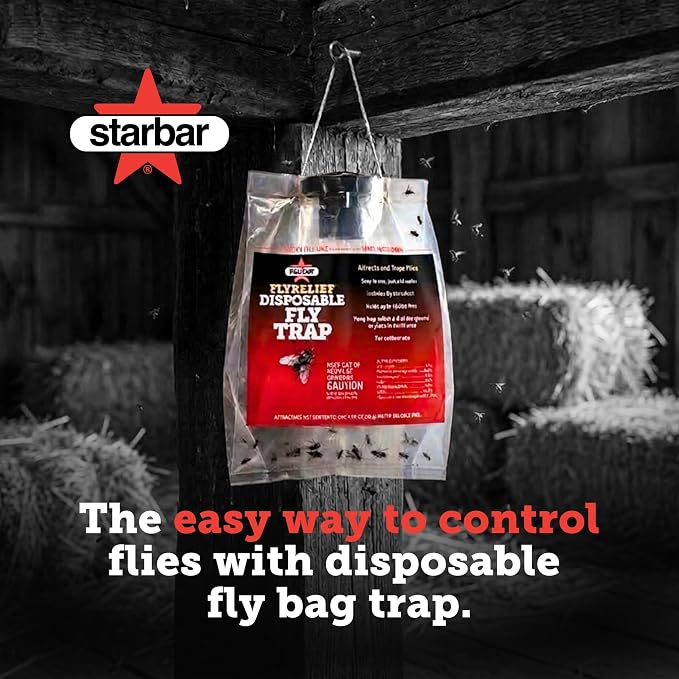 Starbar FlyRelief Disposable Fly Trap Bags, 4-Pack, Outdoor Traps