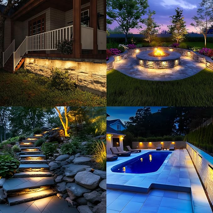 Teekuv 8 Pack 12 Inch LED Hardscape Lighting, 6W Retaining Wall Lights IP65 Waterproof Paver Lights, 12V AC/DC Low Voltage Outdoor Soft White 2700K Landscape Wall Lighting 50,000 Hours Lifespan