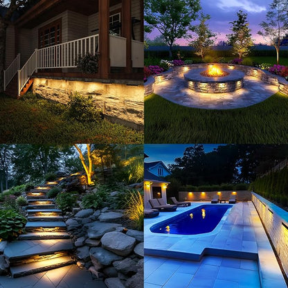 Teekuv 8 Pack 12 Inch LED Hardscape Lighting, 6W Retaining Wall Lights IP65 Waterproof Paver Lights, 12V AC/DC Low Voltage Outdoor Soft White 2700K Landscape Wall Lighting 50,000 Hours Lifespan