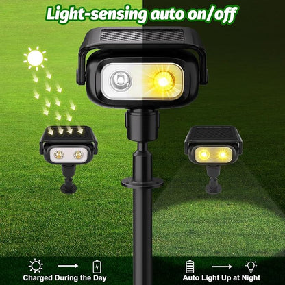 Nreonrick Solar Spot Lights 360° Adjustable Solar Lights Outdoor IP65 Waterproof with 2-in-1 Solar Powered Spotlights for Landscape Lighting for Garden (Warm)