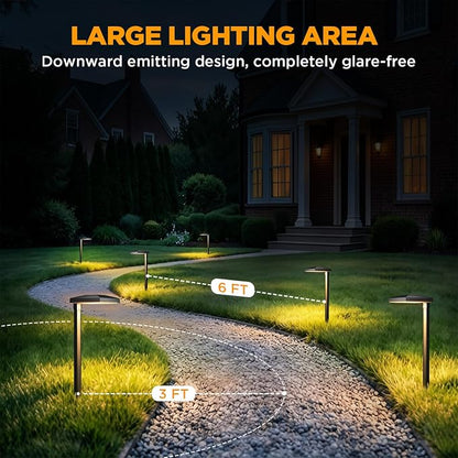 LUTEC 6 Pack Low Voltage Pathway Lights, Aluminum 12V Landscape Lighting with Connectors，IP65 Waterproof Anti-Glare Wired LED Pathway Lights, 5W 500LM Warm White 3000K for Pathway, Yard, Garden