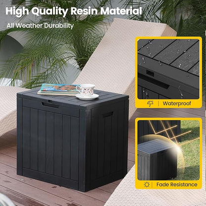 Zapdos 31 Gallon Outdoor Deck Box, Lockable Waterproof Outdoor Storage Boxes For Garden Tools, Indoor Cushions, Accessories Outside Storage Resin Weatherproof Container (Black)