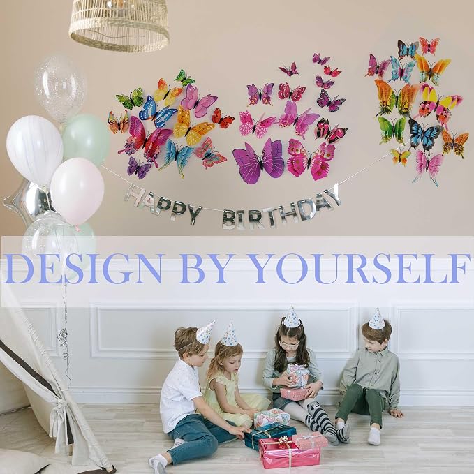 OPSEAM Butterfly Wall Decor 24/48 PCS, 3D Butterflies Stickers for Party Decorations with Magnets (Swallow, 24)