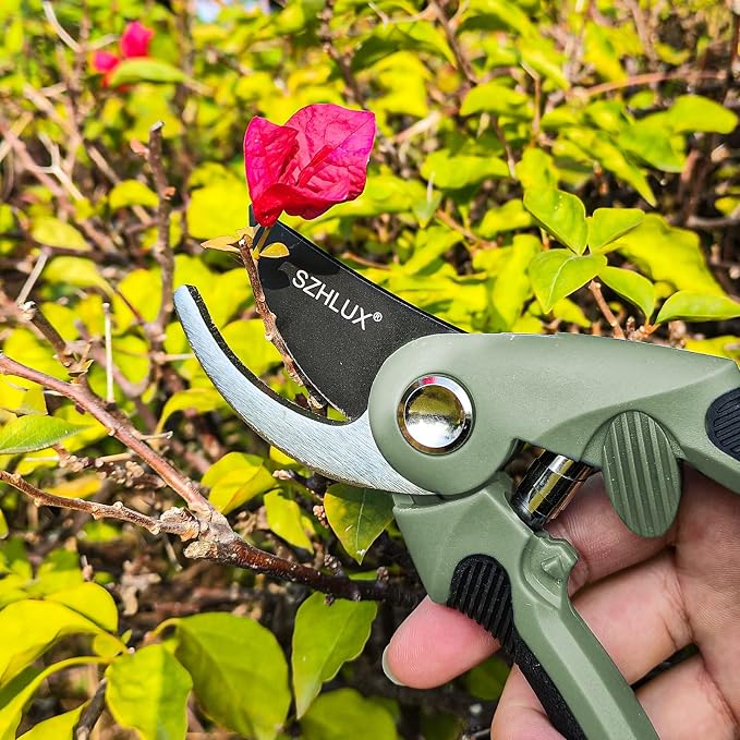 SZHLUX Pruning Shears, Sharp Precision Hand Pruner SK5 Carbon Steel Blades for Garden, Pruning Scissors, 5/8’’ Plant Clippers, Bypass Pruner