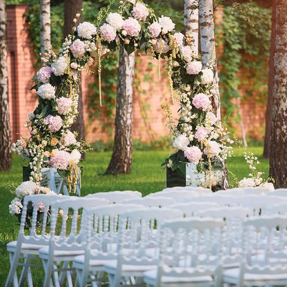 Outvita 7FT Metal Garden Arch Arbor, Black Trellis Frame | Heavy duty metal arbour with 7 in ground stakes; for roses, vines, lawn, patio, wedding & party decor