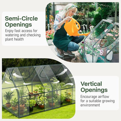 OnBrand 64.96" x 33.07" x 35.43" Portable Mini Greenhouse for Outdoors Indoors, PVC Small Green House with Dual-Sided Doors, Clear Plant Tent for Seedlings Flowers Vegetables
