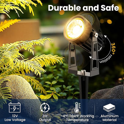 All-in-One Outdoor Low Voltage Landscape Lighting Kit, LED Landscape Spot Lights with 60W Transformer and 65FT Wire, Waterproof Outside Spotlights for Yard, Garden, Tree, Pathway, House, 3000K, 8 Pack