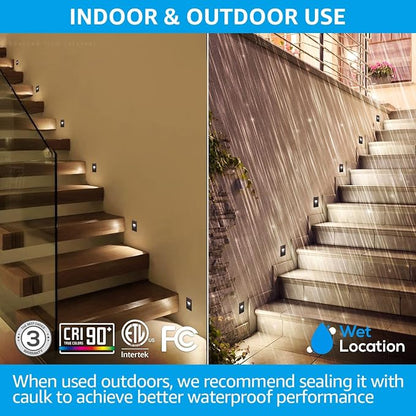 LEONLITE 6-Pack 3CCT 120V LED Step Lights, Vertical, Oil Rubbed Bronze | 110LM, 5%-100% Dimmable, CRI90, ETL, Indoor Outdoor Stair Lights, Wet Location, 3000K/4000K/5000K, Aluminum