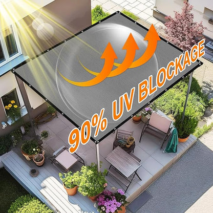 Artpuch 90% Sun Shade Cloth, 5 x 16 FT Pergola Shade Cover Canopy with Grommets, Sun Screen Fabric Tarp for Patio, Outdoor, Garden, Backyard, Light Grey