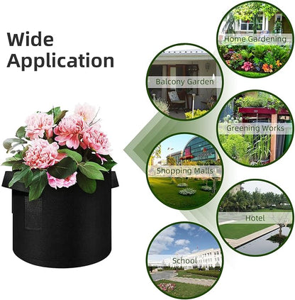 24 Pack 3 Gallon Plant Grow Bags, Thickened Nonwoven Fabric Pots with Handles, Vegetable Planter Bags Containers, Cloth Planters for Garden Vegetable/Flower/Plant/Fruits Outdoor (Black)