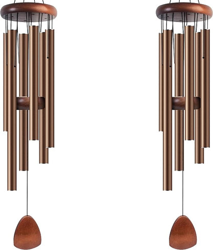 Bursvik Large Aluminium Wind Chimes 37" Inches to Create a Zen Atmosphere Suitable for Outdoor, Garden, Patio Decoration Wind Chimes with Wind Catcher Suitable as A Gift for Unisex(2 Pack Coffe)