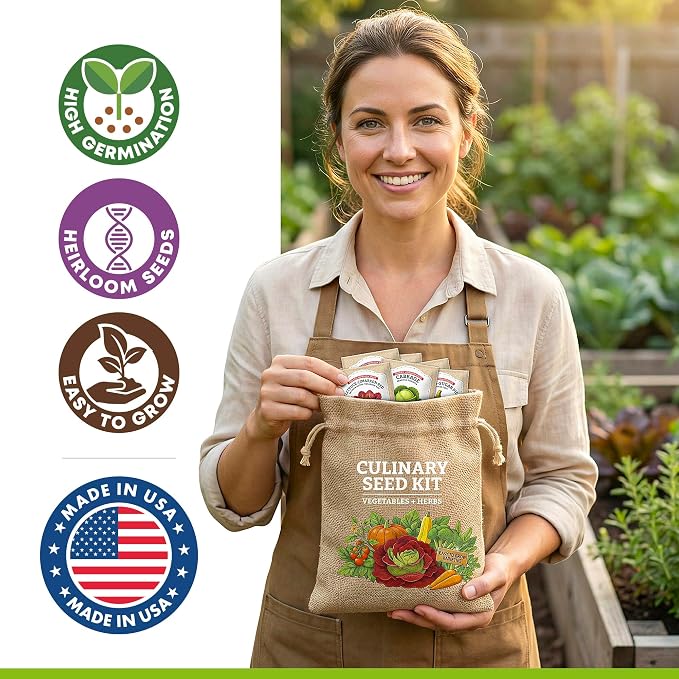 Vegetable/Herb Seeds Variety Pack - 30 Heirloom Seed Gift Kit - Made in USA