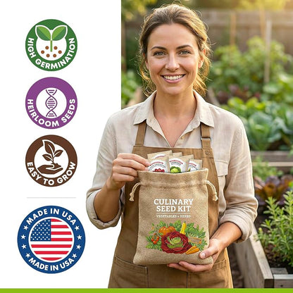 Vegetable/Herb Seeds Variety Pack - 30 Heirloom Seed Gift Kit - Made in USA