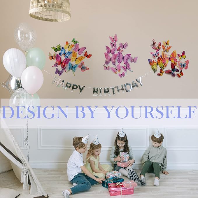 OPSEAM Butterfly Wall Decor 24/48 PCS, 3D Butterflies Stickers for Party Decorations with Magnets(Pink, 24)