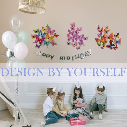 OPSEAM Butterfly Wall Decor 24/48 PCS, 3D Butterflies Stickers for Party Decorations with Magnets(Pink, 24)