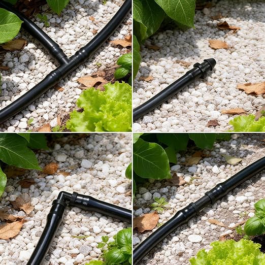 150 Pack Drip Irrigation Fittings Kit for 1/4" Tubing, Drip Line Barbed Connectors for 1/4 Inch Drip Irrigation Tubing Includes 60 Couplings 50Tees 20 Elbows 20 Plugs