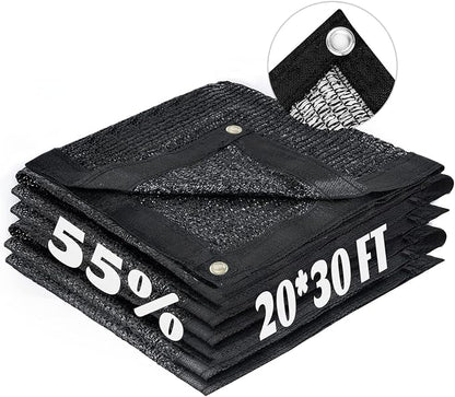 LOVE STORY 20x30FT 55% Black Shade Cloth Sun Shade Net with Grommets Sunblock Net Mesh Tarp for Garden,Plants Cover,Greenhouse and Patio